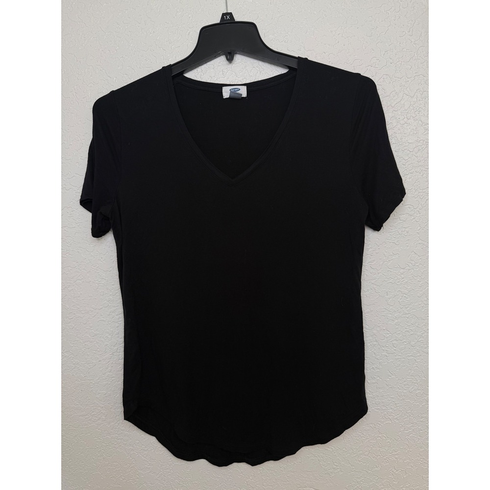 Old Navy Black V Neck T Shirt Womens Short Sleeve Basic Top Casual‎